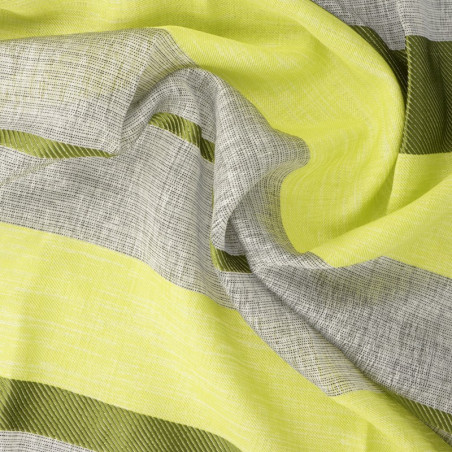 Voilage à Oeillets Jaune et Gris Rayé - 145x245 cm - Ambiance Lumineuse et Moderne